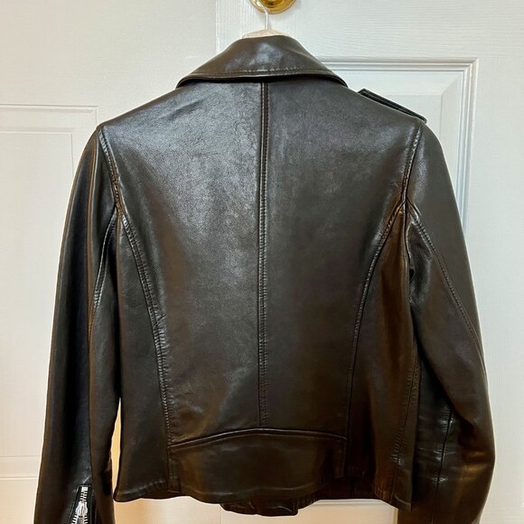 Black Agnes Pocket Leather Jacket - Picture 4 of 5
